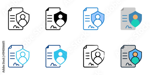 Policyholder icons set multiple style collection. Editable stroke 
