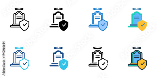 Death Benefit icons set multiple style collection. Editable stroke 
