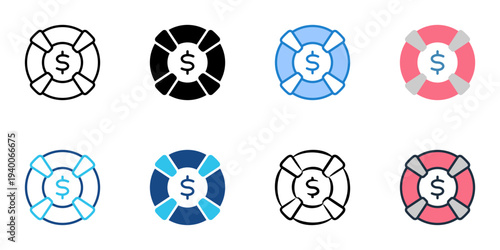 Survivor Benefit icons set multiple style collection. Editable stroke 

