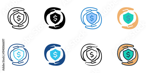 Trust Fund icons set multiple style collection. Editable stroke 
