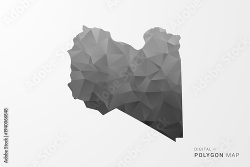 Libya Map - Black Polygon Style Vector Illustration with Low Poly Geometric Design, Clean Silhouette Isolated on White Background.