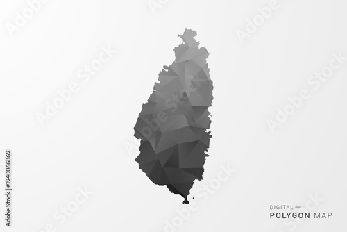 Saint Lucia Map - Black Polygon Style Vector Illustration with Low Poly Geometric Design, Clean Silhouette Isolated on White Background.