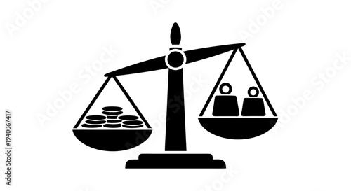 A 3d vector illustration of a gold scale of justice weighing a dollar sign against legal symbols to compare money and law in a balanced business finance concept