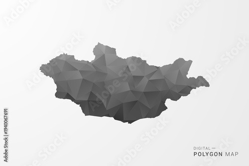 Mongolia Map - Black Polygon Style Vector Illustration with Low Poly Geometric Design, Clean Silhouette Isolated on White Background.
