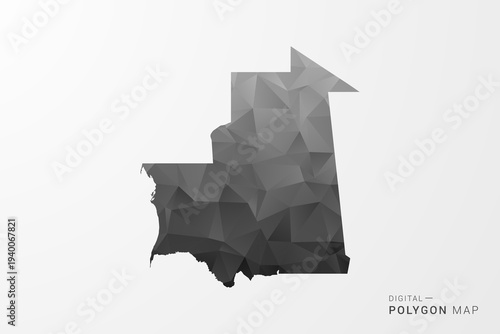 Mauritania Map - Black Polygon Style Vector Illustration with Low Poly Geometric Design, Clean Silhouette Isolated on White Background.