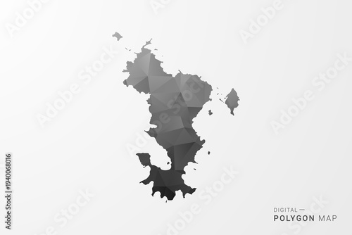 Mayotte Map - Black Polygon Style Vector Illustration with Low Poly Geometric Design, Clean Silhouette Isolated on White Background.