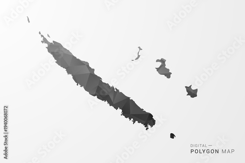 New Caledonia Map - Black Polygon Style Vector Illustration with Low Poly Geometric Design, Clean Silhouette Isolated on White Background.