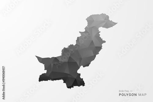 Pakistan Map - Black Polygon Style Vector Illustration with Low Poly Geometric Design, Clean Silhouette Isolated on White Background.