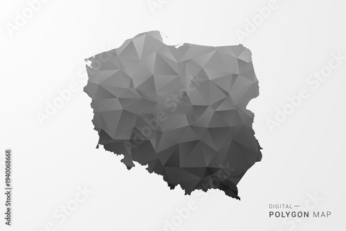 Poland Map - Black Polygon Style Vector Illustration with Low Poly Geometric Design, Clean Silhouette Isolated on White Background.