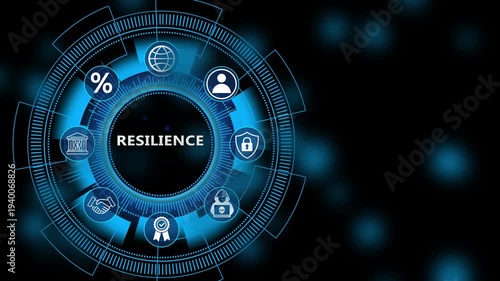 Futuristic cyber resilience dashboard featuring intelligent network protection analytics, digital security recovery monitoring, and enterprise defense continuity visualization