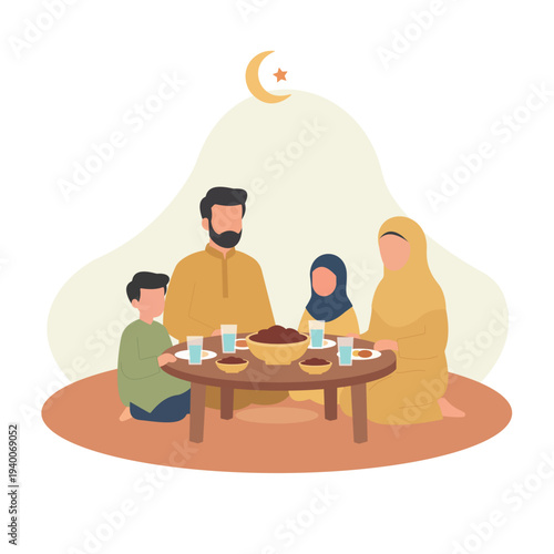 Ramadan Iftar Time with Muslim Family at Home