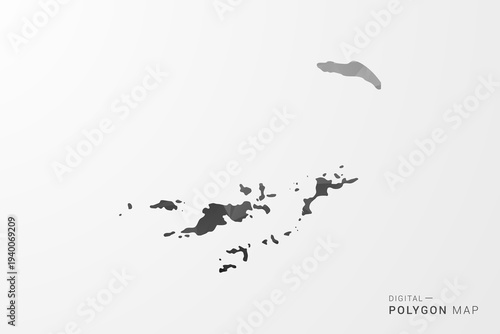British Virgin Islands Map - Black Polygon Style Vector Illustration with Low Poly Geometric Design, Clean Silhouette Isolated on White Background.