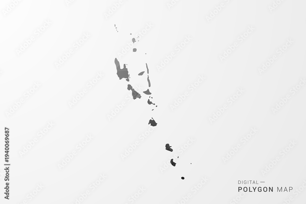 Obraz premium Vanuatu Map - Black Polygon Style Vector Illustration with Low Poly Geometric Design, Clean Silhouette Isolated on White Background.