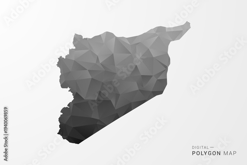 syria Map - Black Polygon Style Vector Illustration with Low Poly Geometric Design, Clean Silhouette Isolated on White Background.