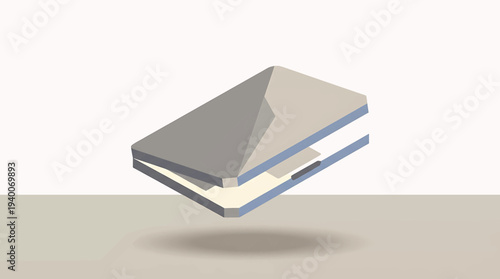 Clean Isometric Graphic Illustration of Stacked Pages or Documents, a Minimalist Design Element Perfect for Digital Presentations, Conceptual Art, and Modern Business Visuals