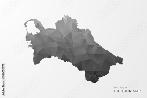 Turkmenistan Map - Black Polygon Style Vector Illustration with Low Poly Geometric Design, Clean Silhouette Isolated on White Background.