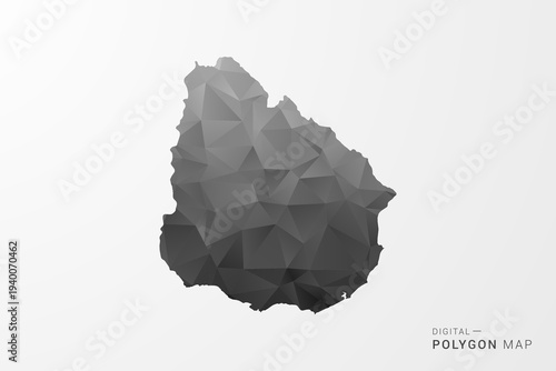Uruguay Map - Black Polygon Style Vector Illustration with Low Poly Geometric Design, Clean Silhouette Isolated on White Background.