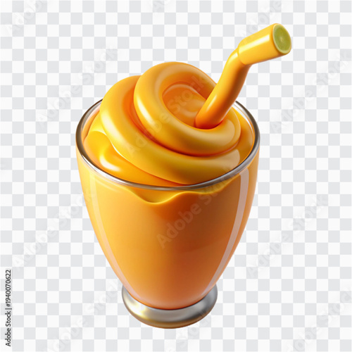 3D Mango Smoothie | Thick Curling Wave Splash, Refreshing Drink Icon