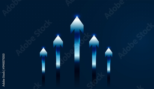 The Elegant Grow arrows with light trails represent continuous advancement in technology supporting Finance and Business expansion. and Layered Grow arrows