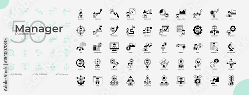 Manager Duotone Editable Icons set