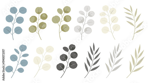 Botanical Collection with Diverse Leaf Designs and Color Variations