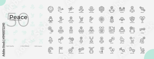 Peace Line Editable Icons set