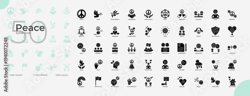 Peace Solid Editable Icons set
