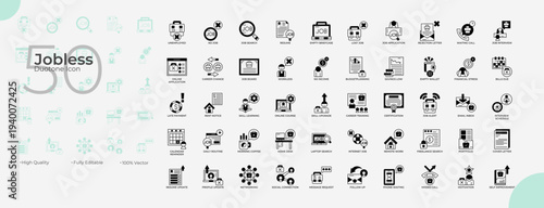 Jobless Duotone Editable Icons set