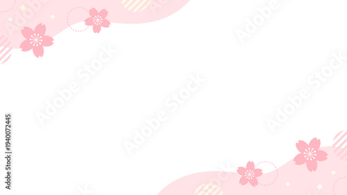 ピンクのかわいい桜フレーム　16:9