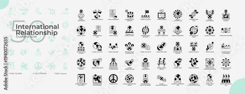 International Relationship Duotone Editable Icons set