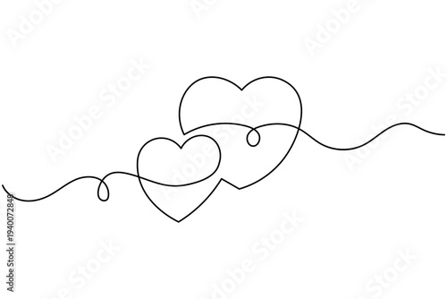 Love shape continuous one line drawing minimalist style isolate outline vector illustration
