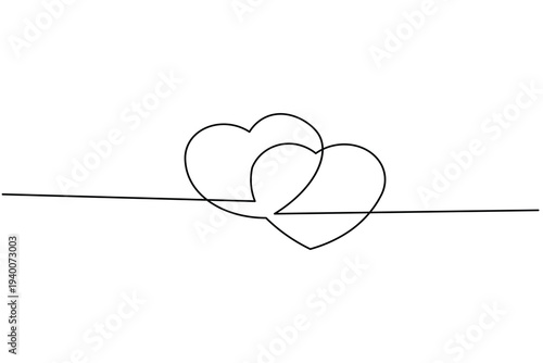 Love shape continuous one line drawing minimalist style isolate outline vector illustration