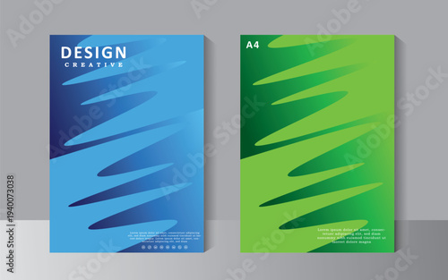 Business brochure design template with blue and green colour, A4 size template can use for Cover design, Annual report, Company Profile Cover, Booklet and Catalog Cover. Vector eps 10
