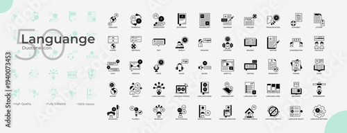 Languange Duotone Editable Icons set