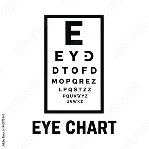 A classic snellen eye chart displays progressively smaller letters for visual acuity testing with a large e at the top high quality professional detailed
