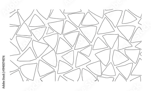 Irregularly shaped triangles forming a repeating pattern a white abstract geometric