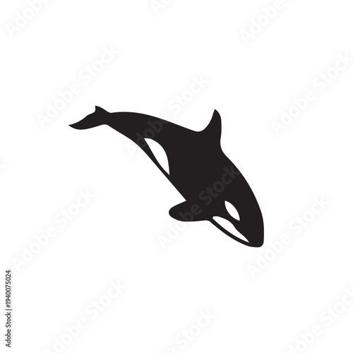 Orca Whale Silhouette – Minimal Whale Black and White Vector Icon