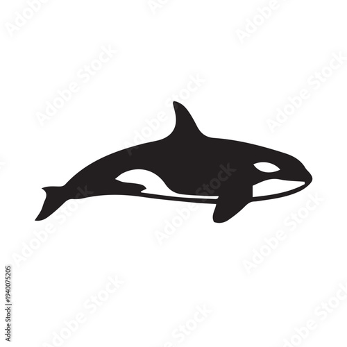 Orca Whale Silhouette – Minimal Whale Black and White Vector Icon