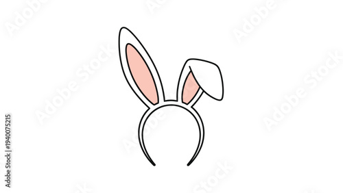 Simple vector illustration of a bunny ears headband with one floppy ear on a white background suitable for Easter holiday designs.