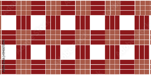 Red and White Plaid Checkered Pattern. Soft red and white plaid pattern with evenly spaced checkered grid, ideal for fabric, wallpaper, baby backgrounds, and feminine design projects.eps10