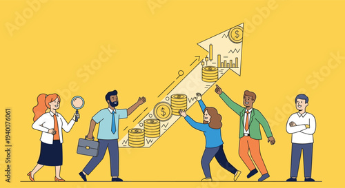 Business Team Celebrating Financial Growth Investment Success Vector Illustration