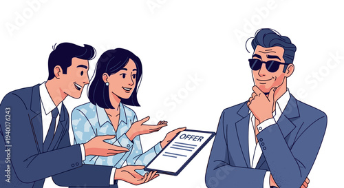 Business Negotiation Presenting Offer Proposal to Confident Investor