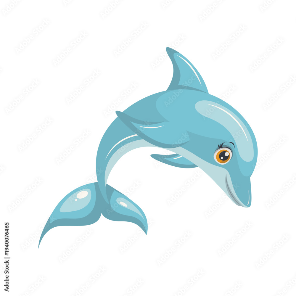 Obraz premium Cute Dolphin Character in Action. Vector Illustration in Cartoon Style.
