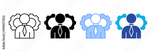 Management  White Icon Set Design