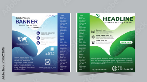 Digital business marketing banner for social media post template, Business webinar template design for marketing, blue and green color post design, vector eps 10