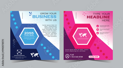 Social Media Post template, Business marketing post and seminar webinar social media post, concept design for your services and products. online marketing promotion banner.