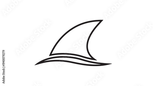 Fin shark silhouette with stylized ocean waves, representing marine life and the vast underwater world.
