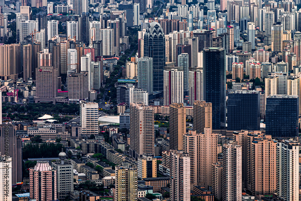 Fototapeta Morning view of Xining City, Qinghai Province, China