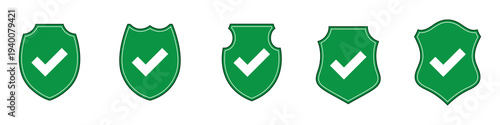 Security shield icon set with check mark symbols for protection and safety verification,Security shield sign vector illustration, Lock security icon, Set of security shield icons
