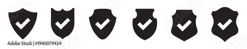 Security shield icon set with check mark symbols for protection and safety verification,Security shield sign vector illustration, Lock security icon, Set of security shield icons